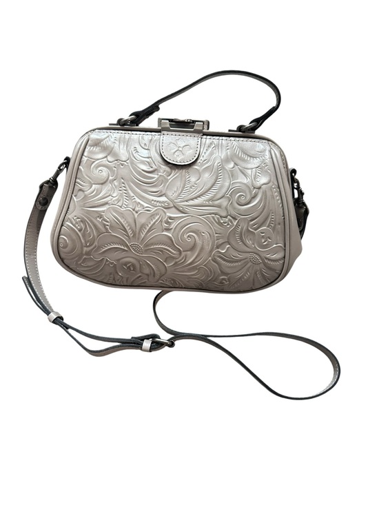 Patricia Nash Handbags - Patricia Nash Gracchi Satchel Tooled Leather Crossbody Bag Frame Handbag Gray